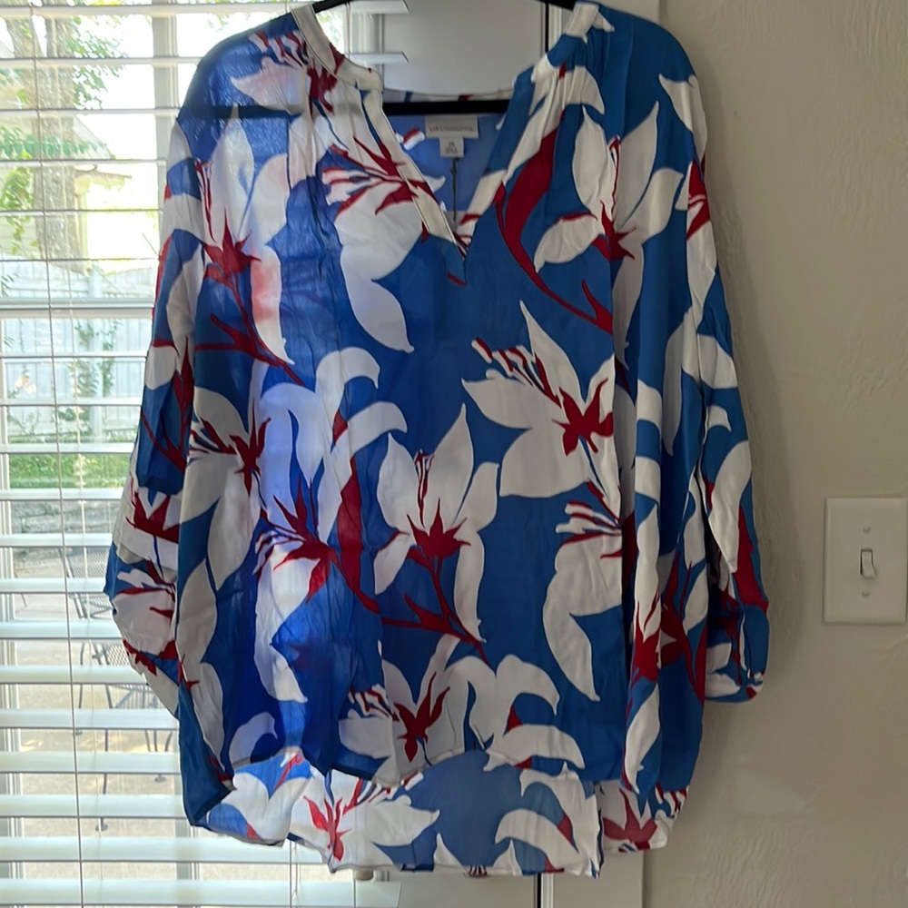 Liz Claiborne Blue Floral Blouse